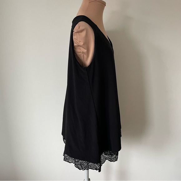 Sympli Black Mix Lace Reversible Tank Solid Jersey Sleeveless V-Neck Top NWT 8 - Picture 4 of 12